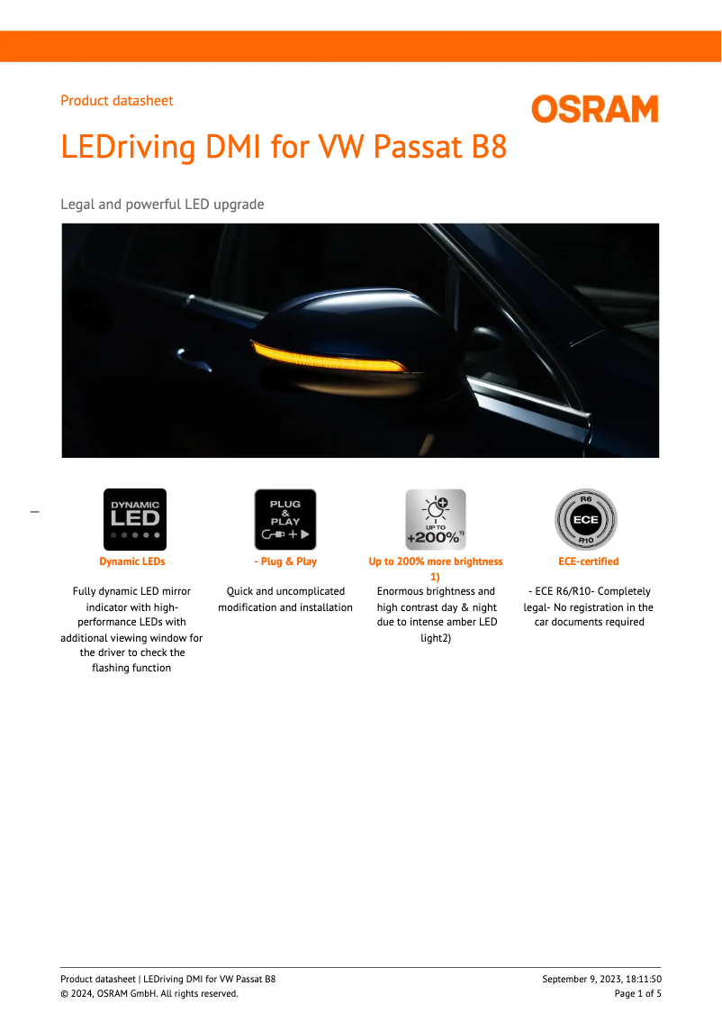 Imagen de la primera página del manual del dispositivo LEDriving DMI