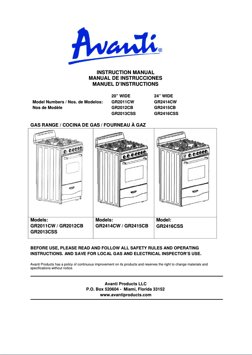 Imagen de la primera página del manual del dispositivo GR2013CSS