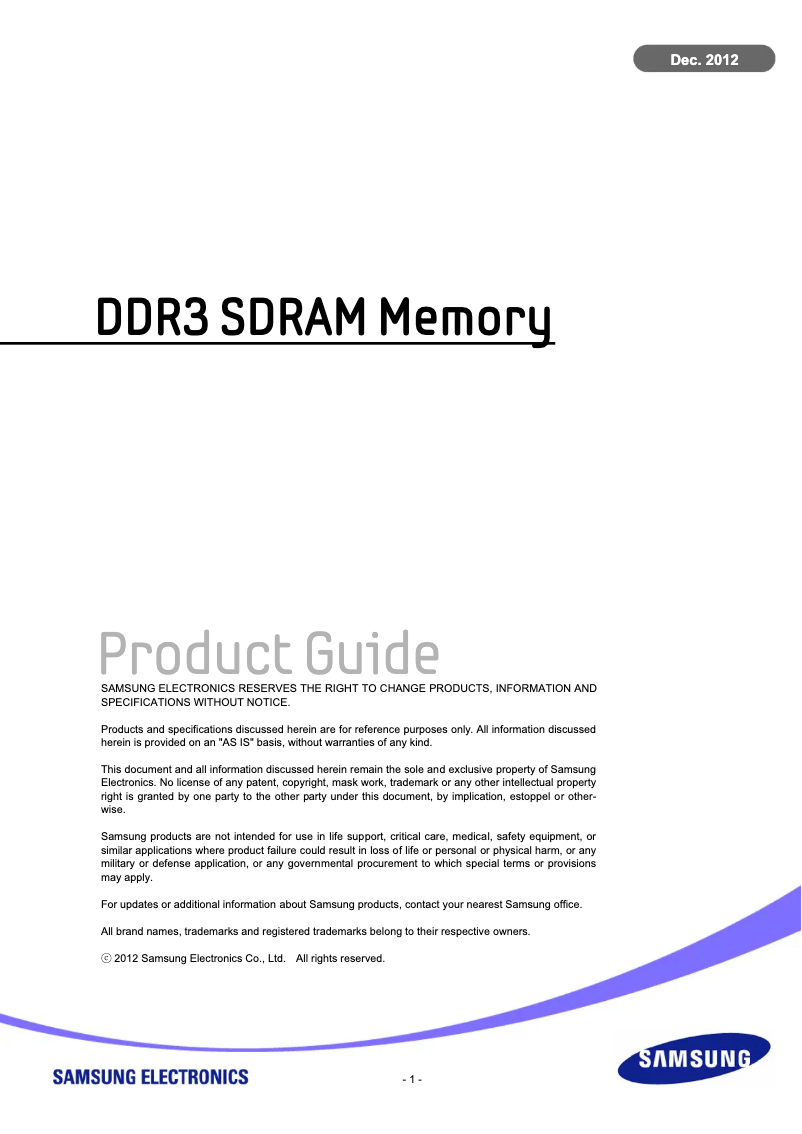 Página 1 del manual Manual de usuario Samsung DDR3 1600MHz