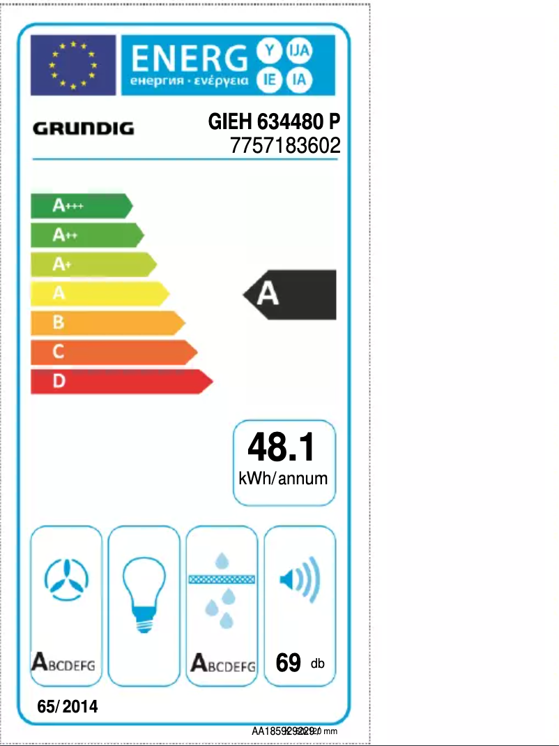 Página 1 del manual Etiqueta energética Grundig GIEH 634480 P