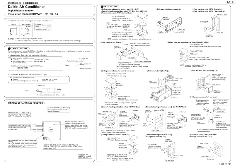 Página 1 del manual Manual de usuario Daikin BRP7A52