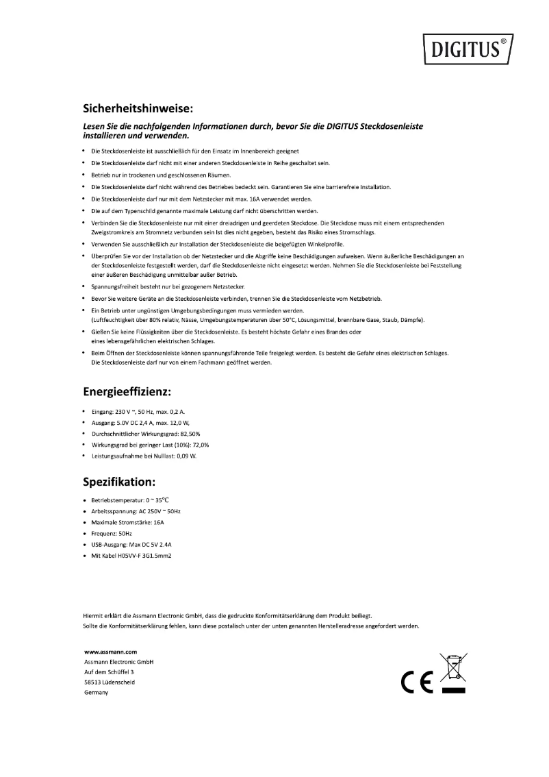 Página 1 del manual Manual de usuario Digitus DA-70620