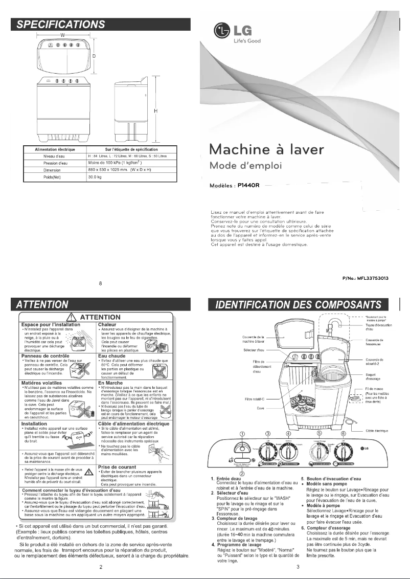 Página 1 del manual Manual de usuario LG P1440R