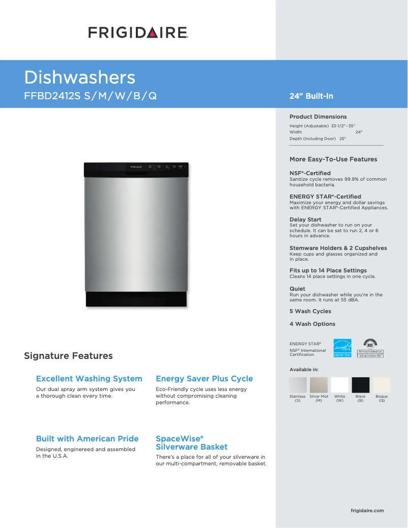 Imagen de la primera página del manual del dispositivo FFBD2412S