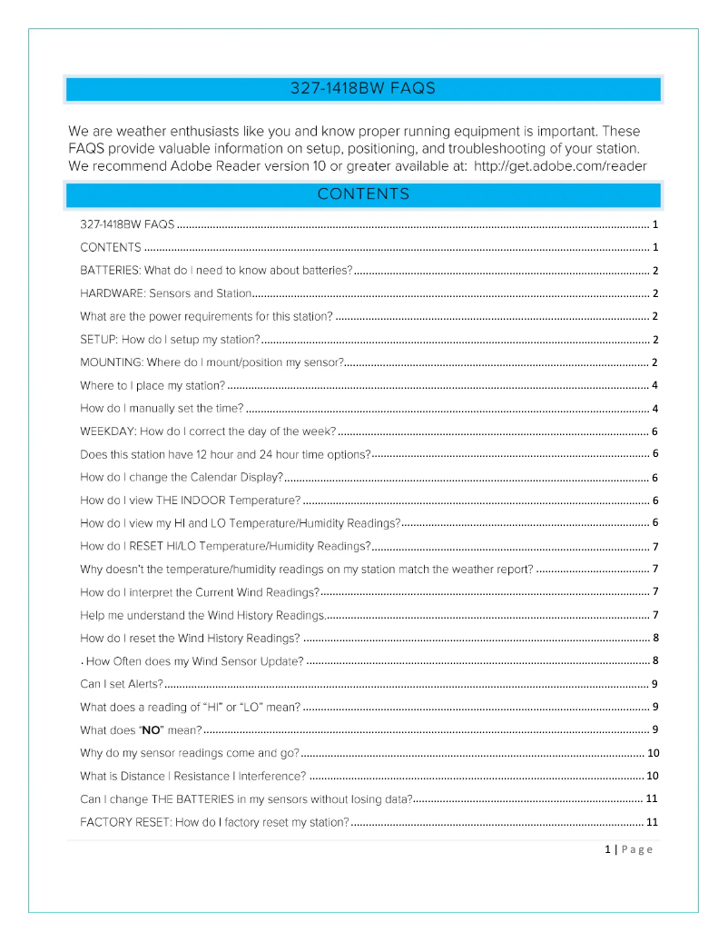 Página 1 del manual Preguntas frecuentes La Crosse Technology 327-1418BW