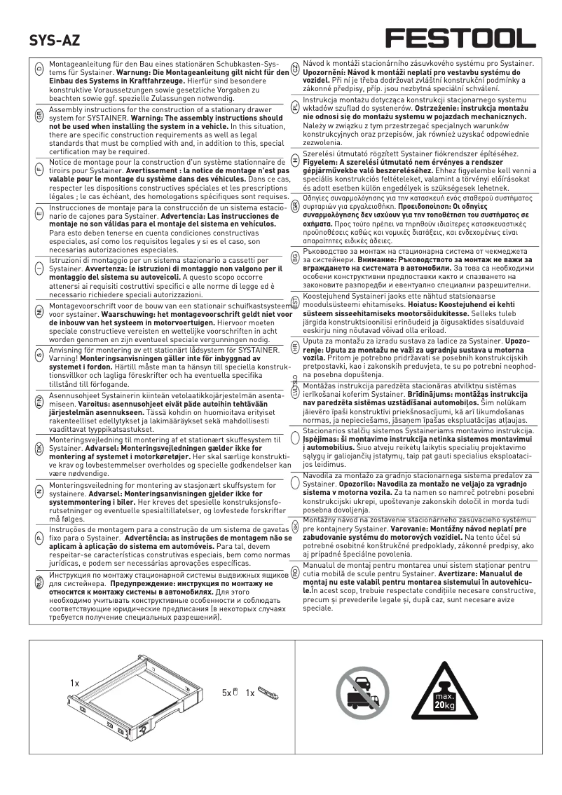 Página 1 del manual Manual de usuario Festool SYS-AZ