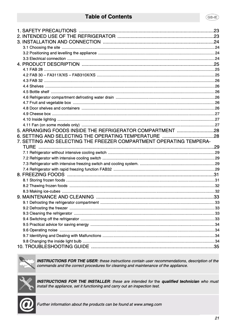 Página 1 del manual Manual de usuario Smeg FA311X3