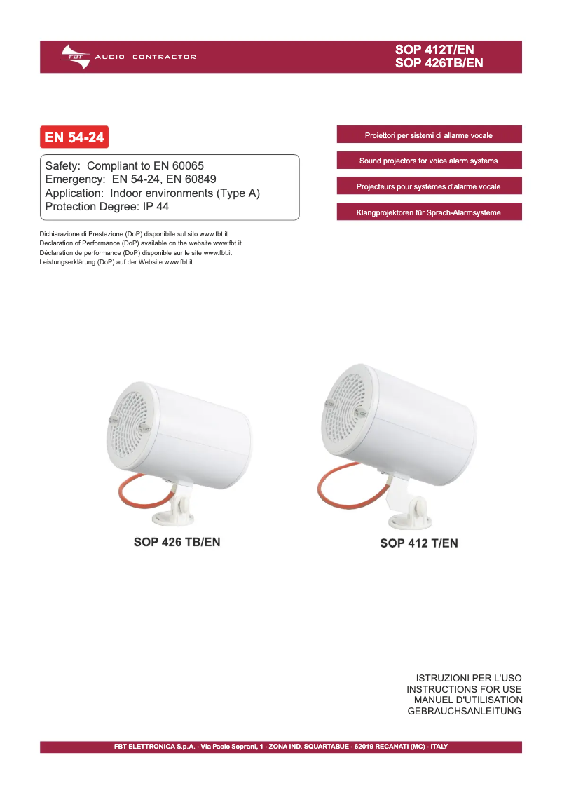 Imagen de la primera página del manual del dispositivo SOP 412 T