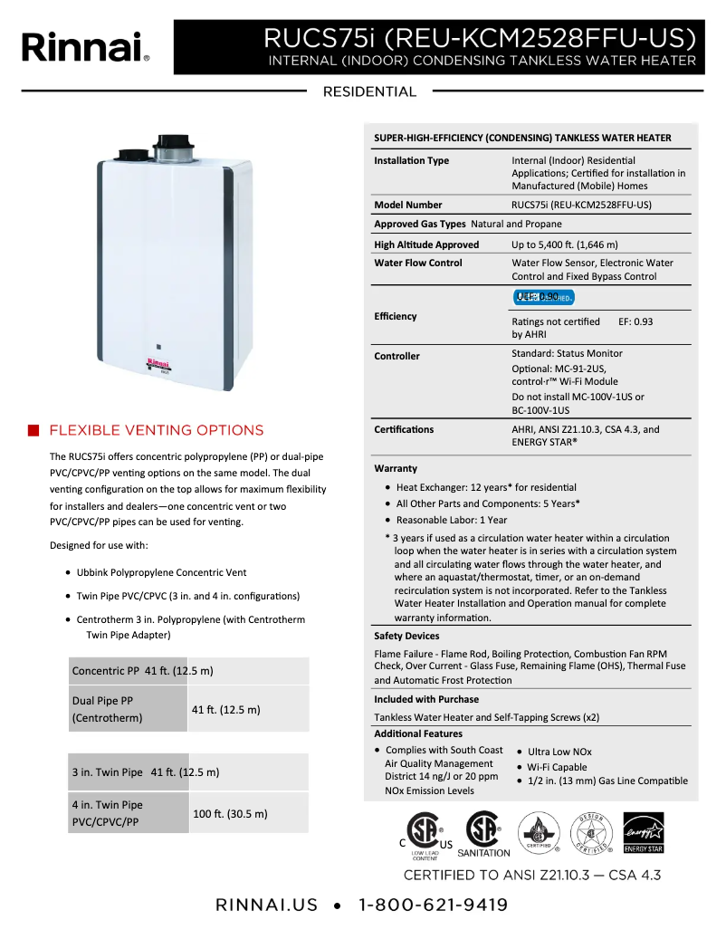 Imagen de la primera página del manual del dispositivo RUCS75iP