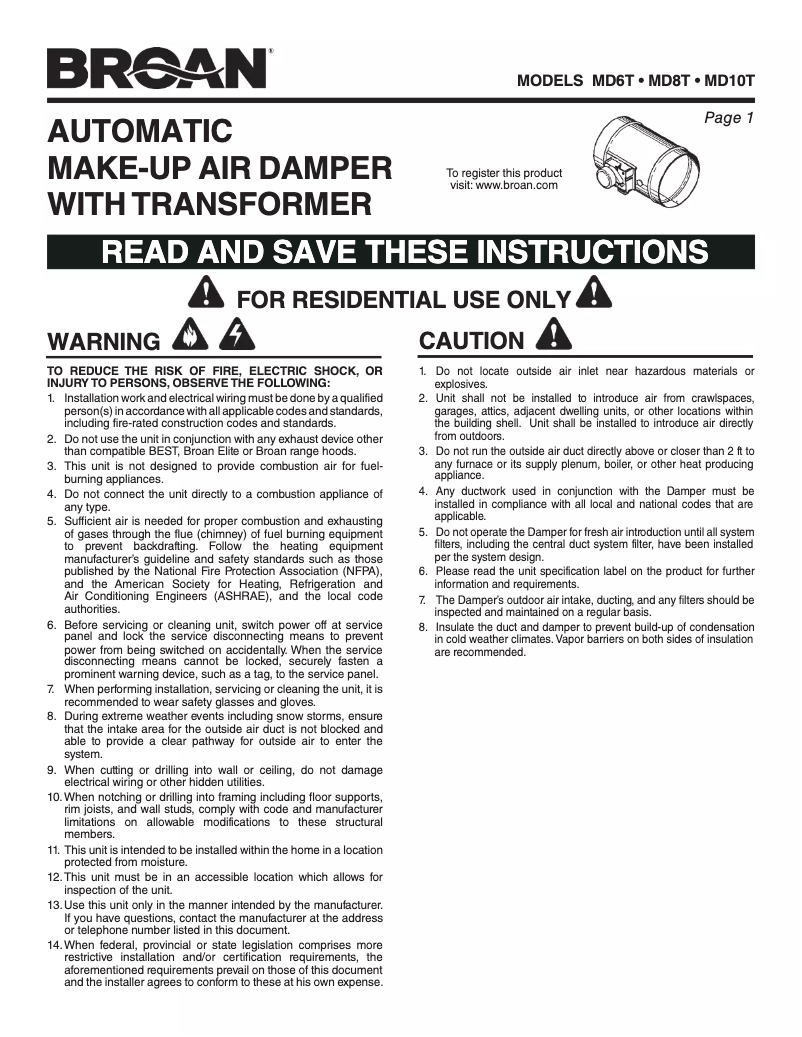 Página 1 del manual Guía de instalación Best MD10T