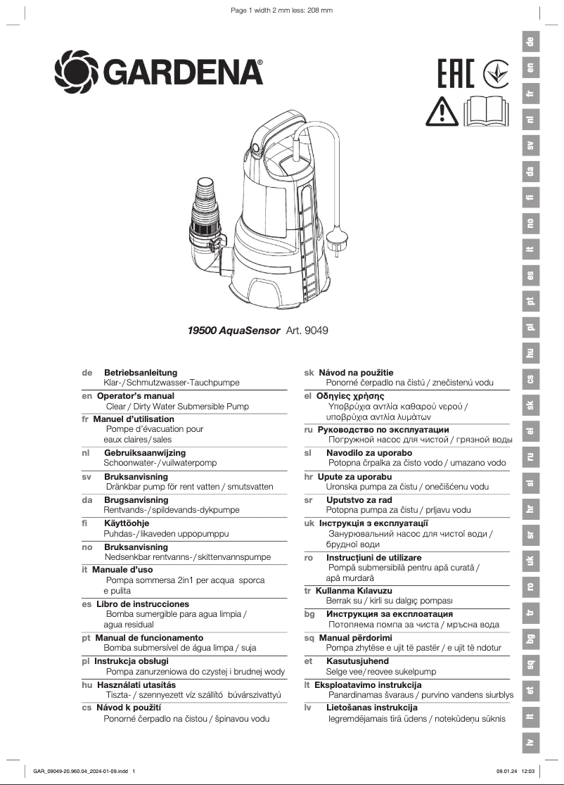 Página 1 del manual Manual de usuario Gardena 19500 AquaSensor