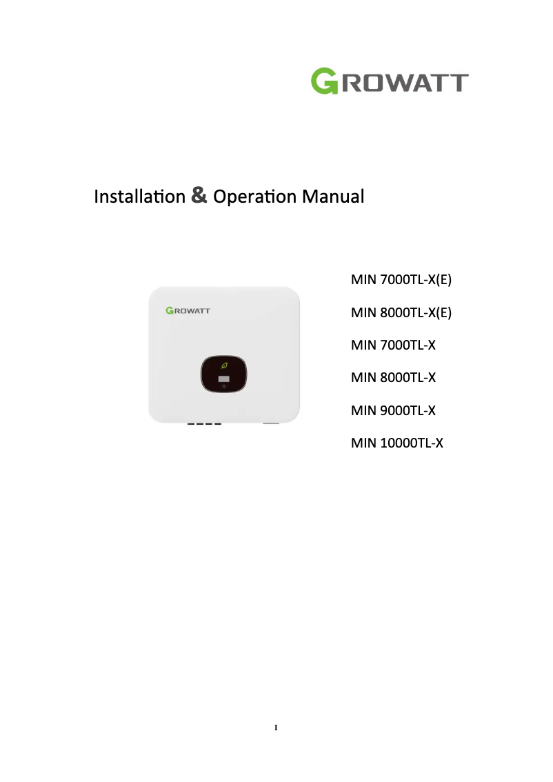 Imagen de la primera página del manual del dispositivo MIN 7000-10000TL-X