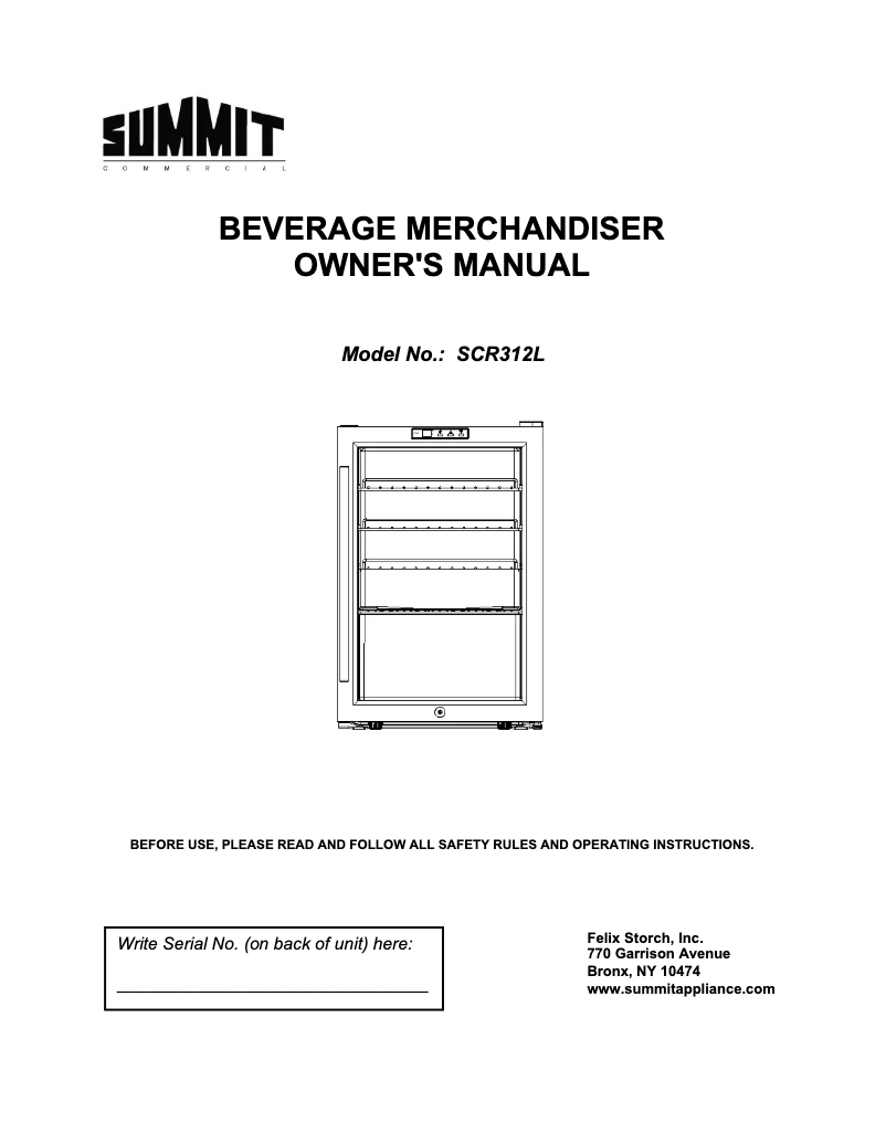 Página 1 del manual Manual de usuario Summit SCR312L
