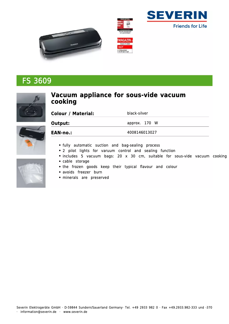 Imagen de la primera página del manual del dispositivo FS 3609