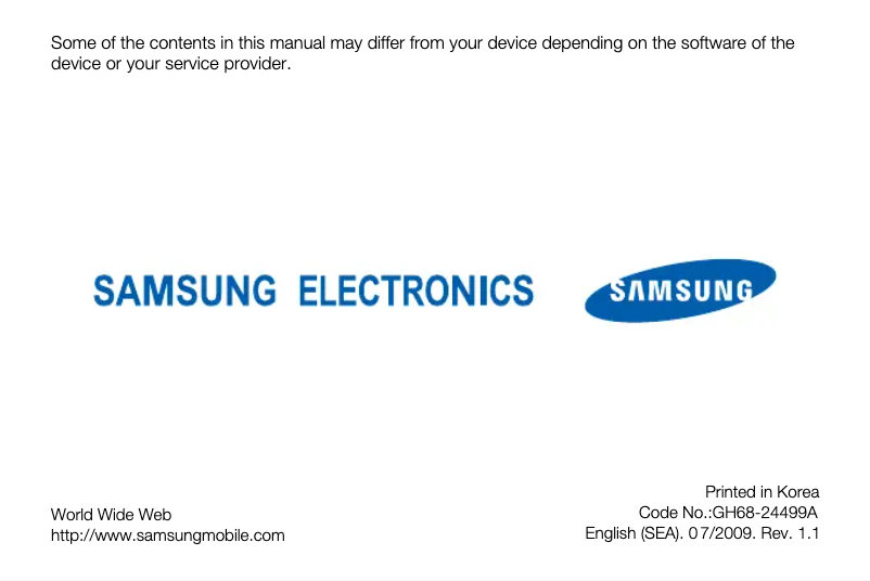 Imagen de la primera página del manual del dispositivo OmniaPro GT-B7320