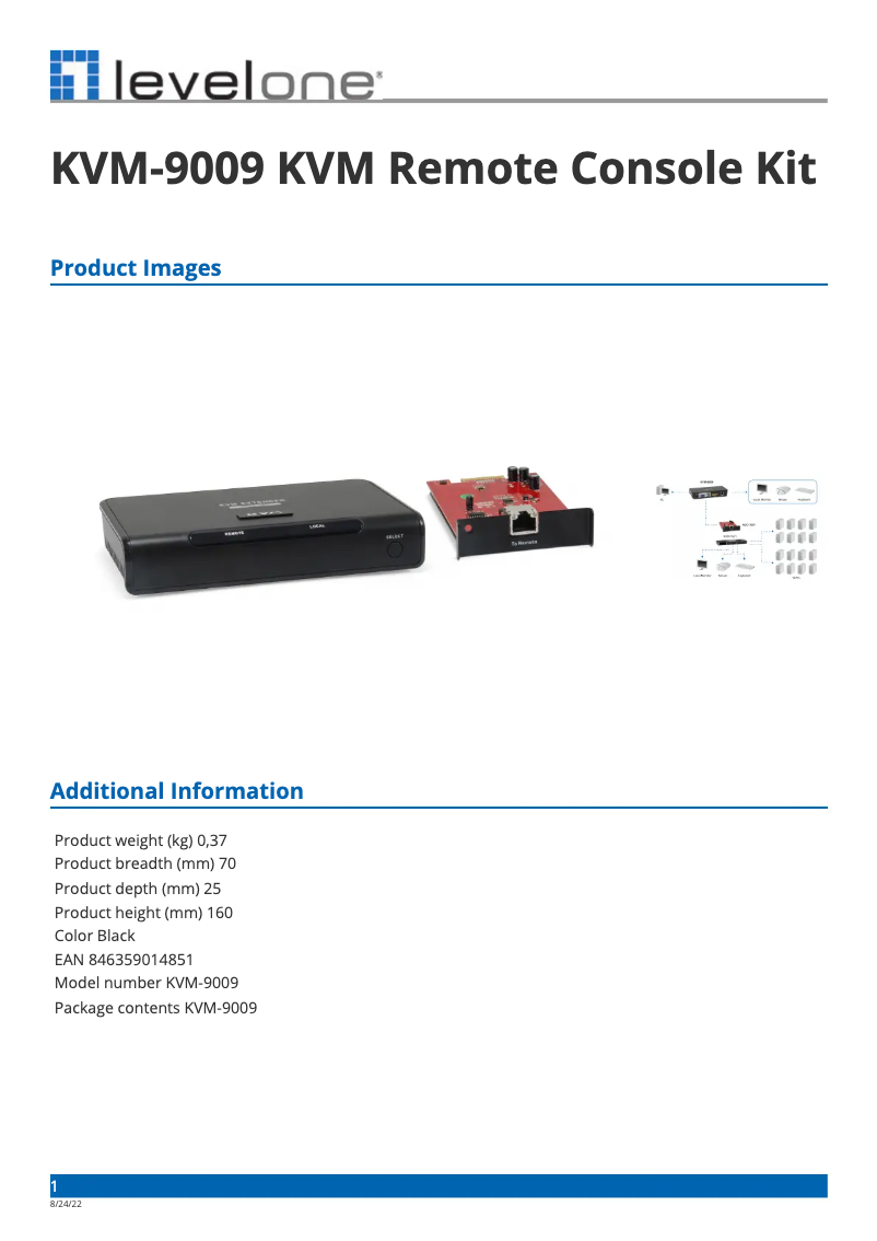 Imagen de la primera página del manual del dispositivo KVM-9009