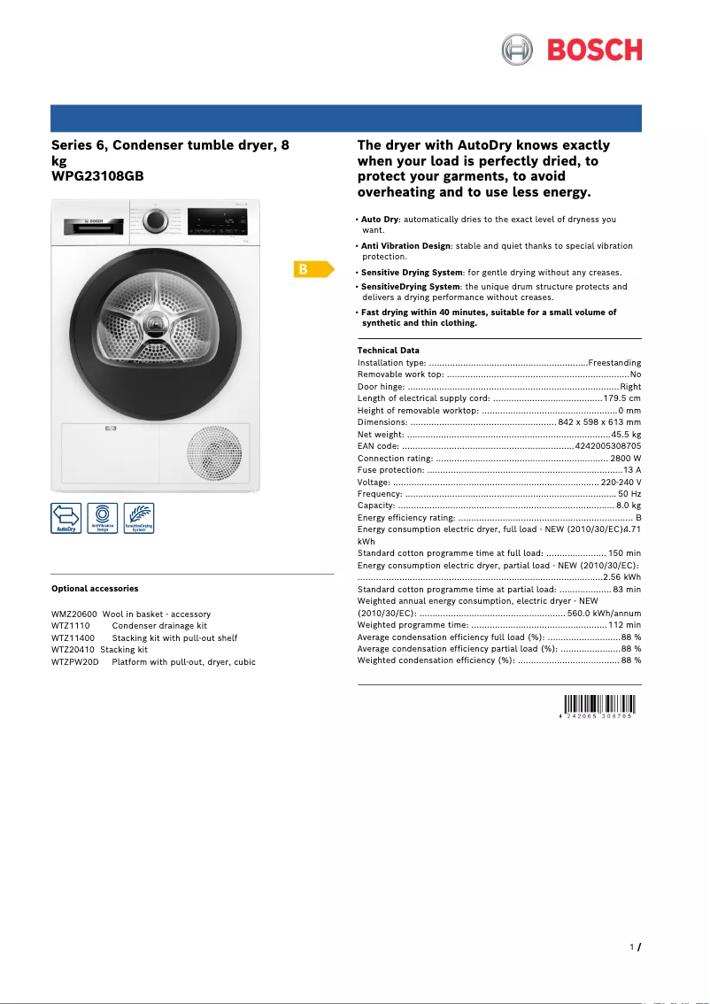 Imagen de la primera página del manual del dispositivo WPG23108GB