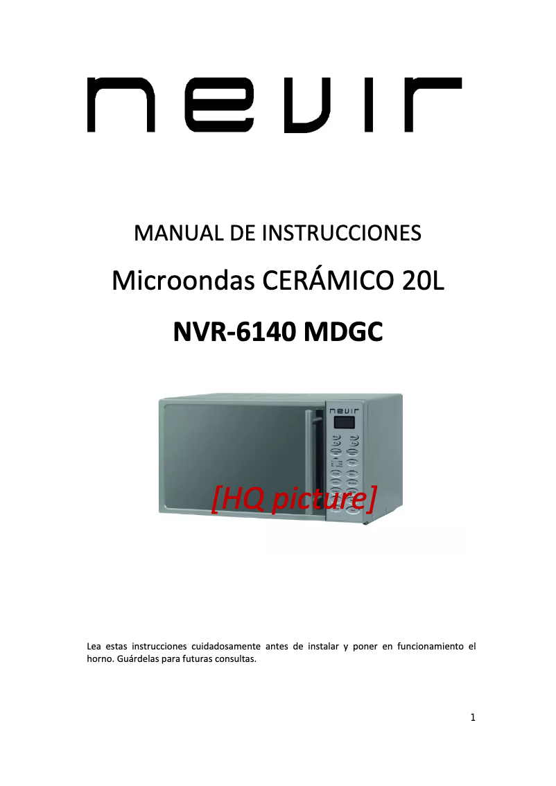 Página 1 del manual Manual de usuario Nevir NVR-6140 MDGC