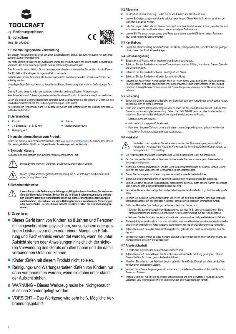 Página 1 del manual Manual de usuario Toolcraft TO-7563600