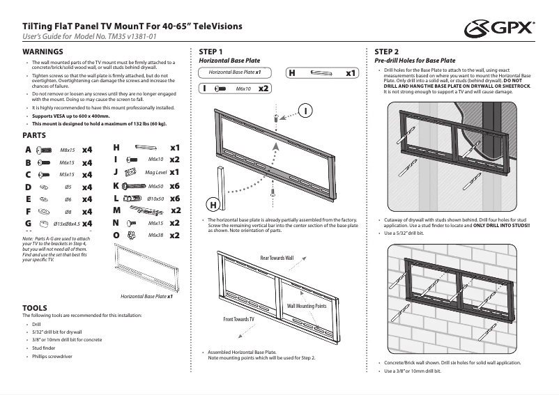 Página 1 del manual Manual de usuario GPX TM35B=