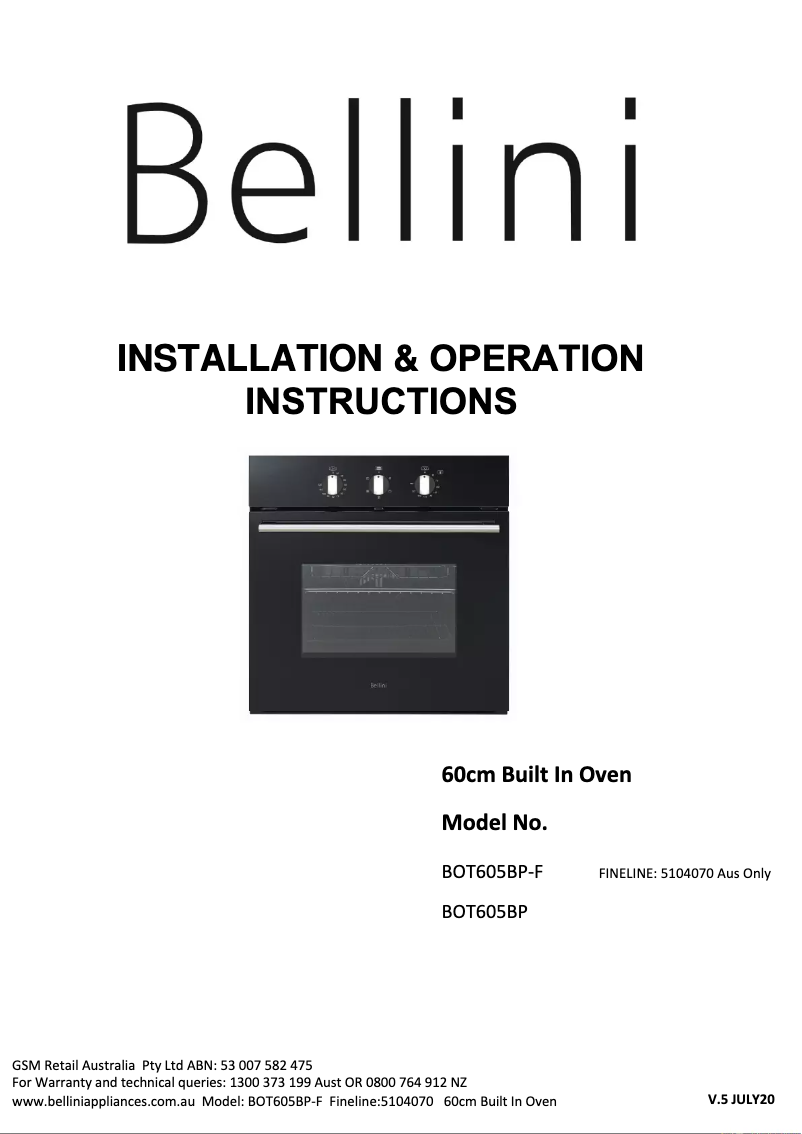 Imagen de la primera página del manual del dispositivo BOT605BP-F