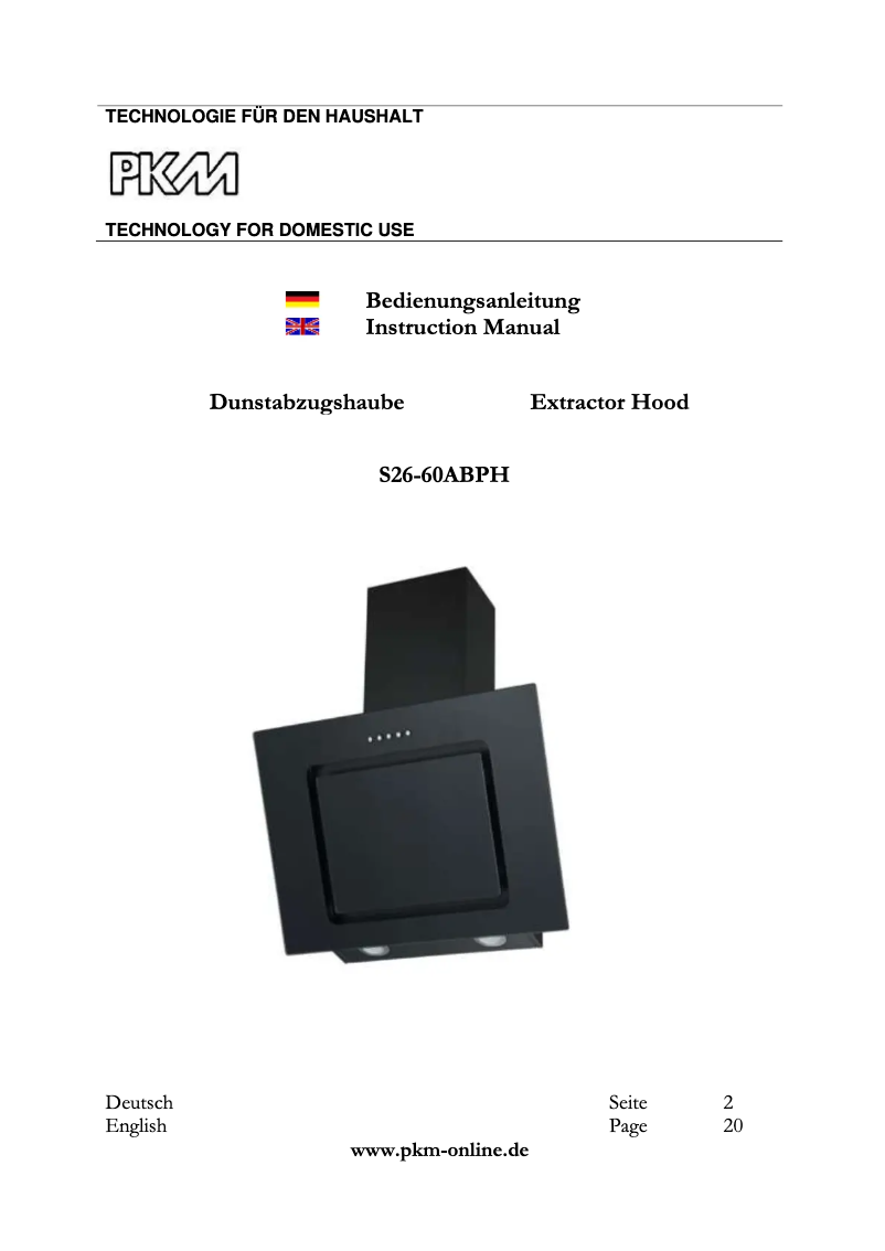 Imagen de la primera página del manual del dispositivo S26-60ABPH