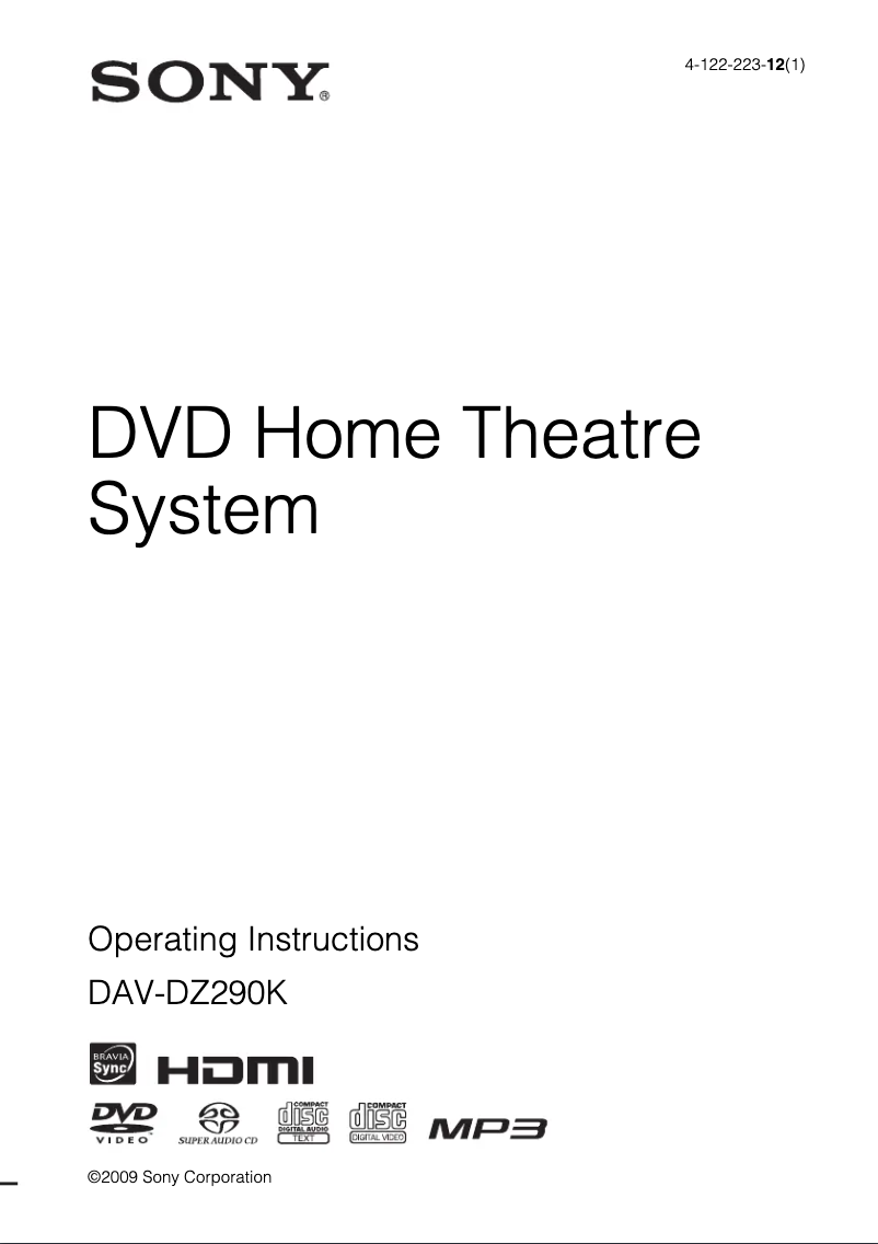 Página nº 1 - Manual de usuario Sony DAV-DZ290