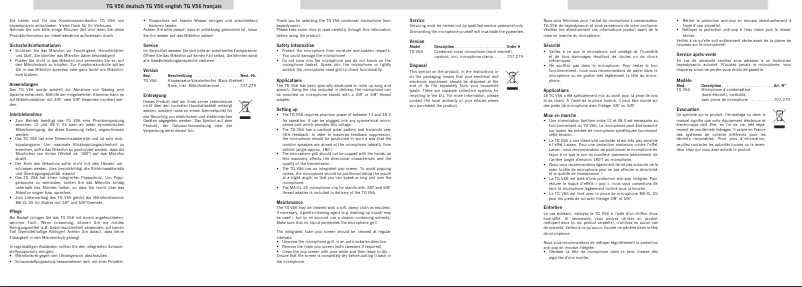 Imagen de la primera página del manual del dispositivo TG V56