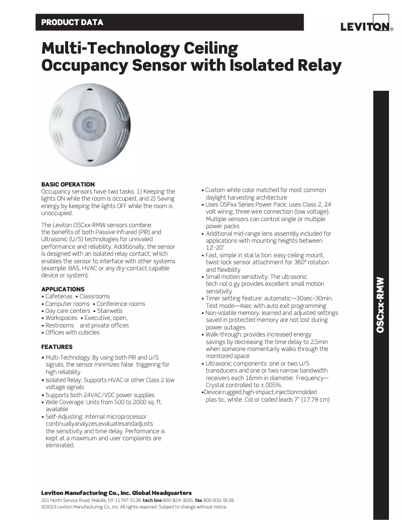 Página 1 del manual Manual de usuario Leviton OSC20-RMW