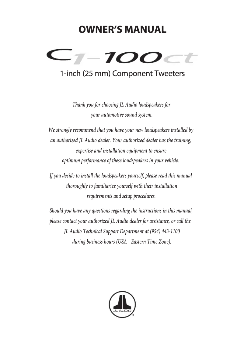 Página 1 del manual Manual de usuario JL Audio C1-100ct