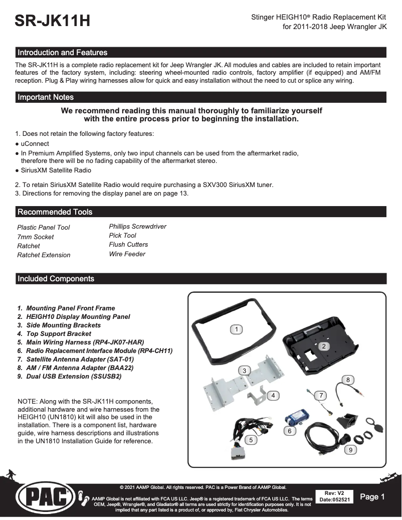 Página nº 1 - Guía de instalación PAC SR-JK11H