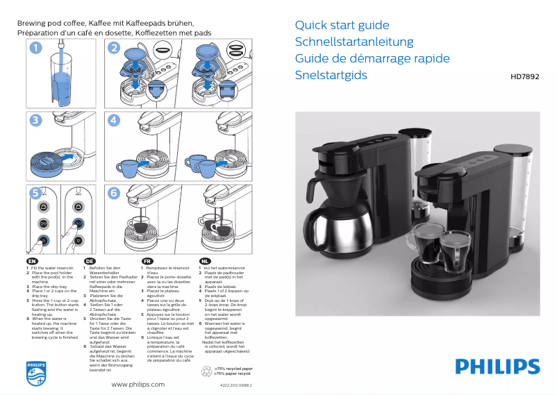 Imagen de la primera página del manual del dispositivo Senseo Switch HD7892