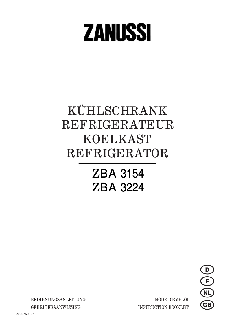 Página 1 del manual Manual de usuario Zanussi zba 3224 210l