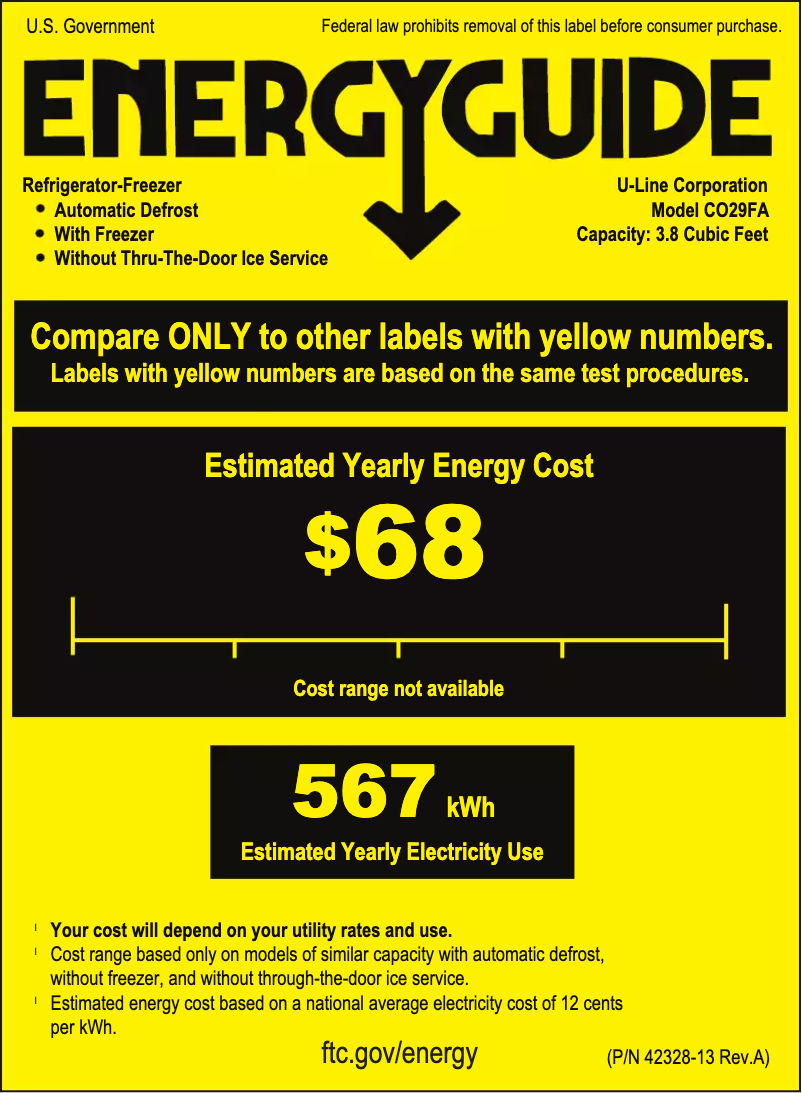 Página 1 del manual Etiqueta energética U-Line U-CO29FB-00A