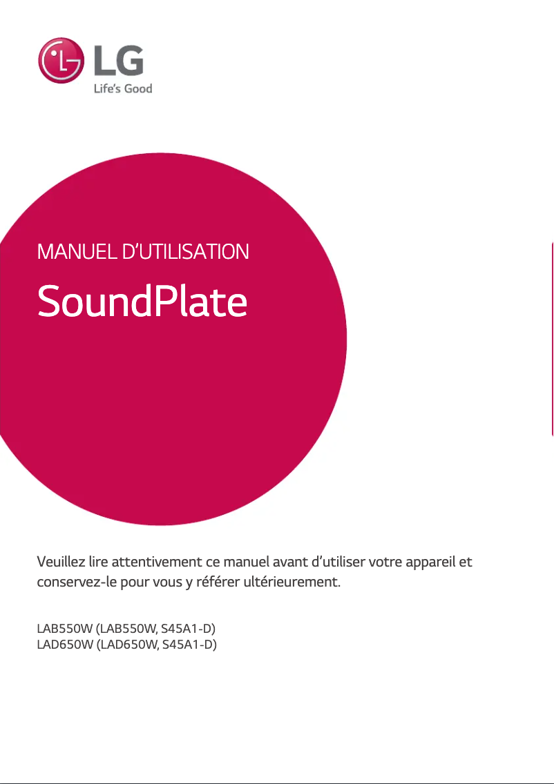 Imagen de la primera página del manual del dispositivo SoundPlate LAB550W