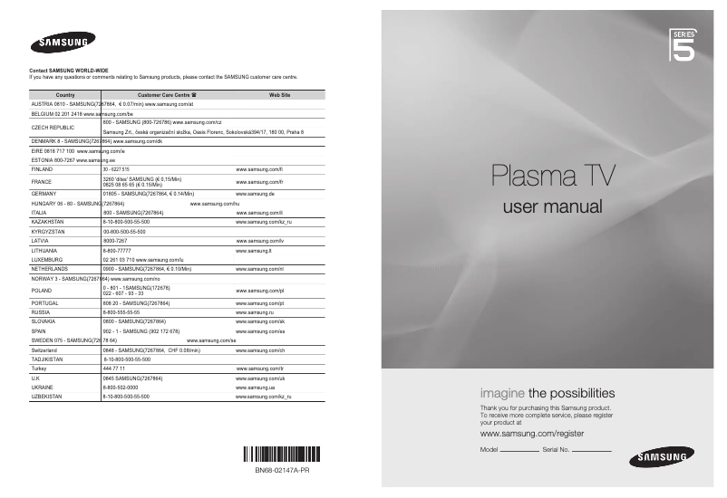 Imagen de la primera página del manual del dispositivo PS50B579T6S