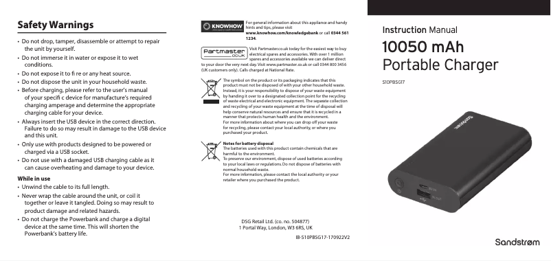 Imagen de la primera página del manual del dispositivo S10PBSG17