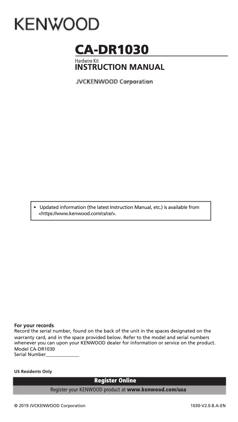 Imagen de la primera página del manual del dispositivo CA-DR1030