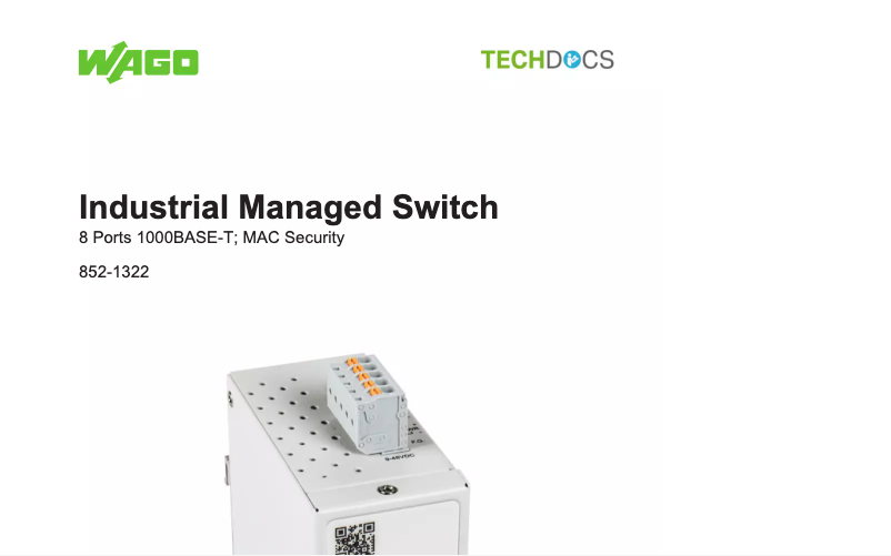 Imagen de la primera página del manual del dispositivo 852-1322