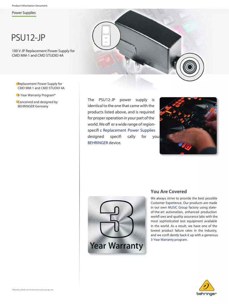 Imagen de la primera página del manual del dispositivo PSU12-JP