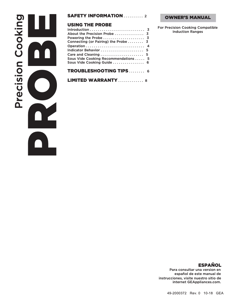 Imagen de la primera página del manual del dispositivo JXPROBE1