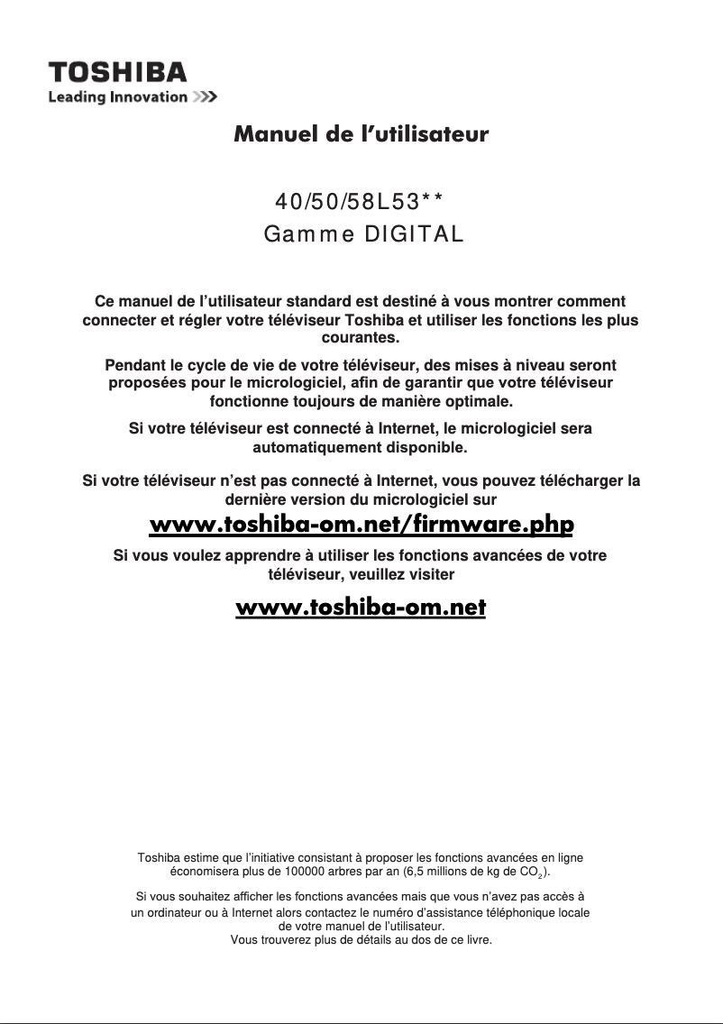 Página 1 del manual Manual de usuario Toshiba 58L5333DG