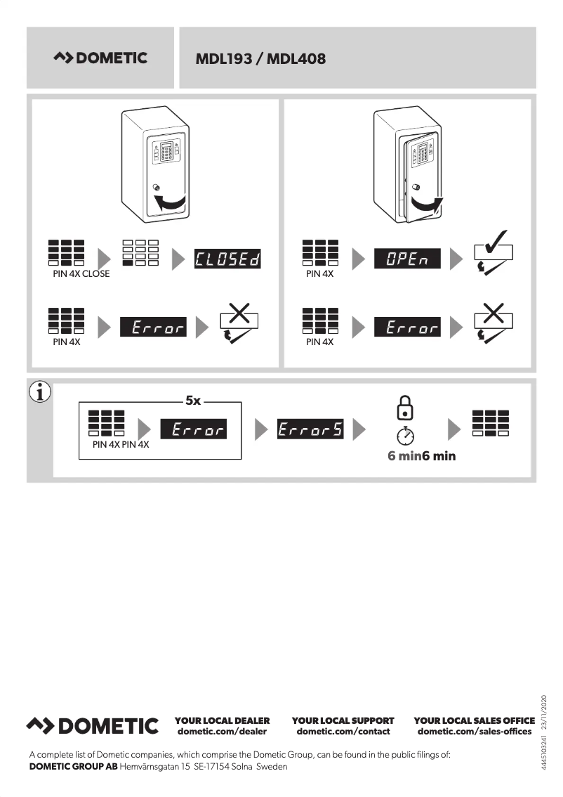 Página 1 del manual Manual de usuario Dometic ProSafe MDL 193