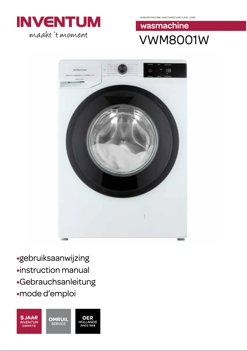 Página 1 del manual Manual de usuario Inventum VWM8001W