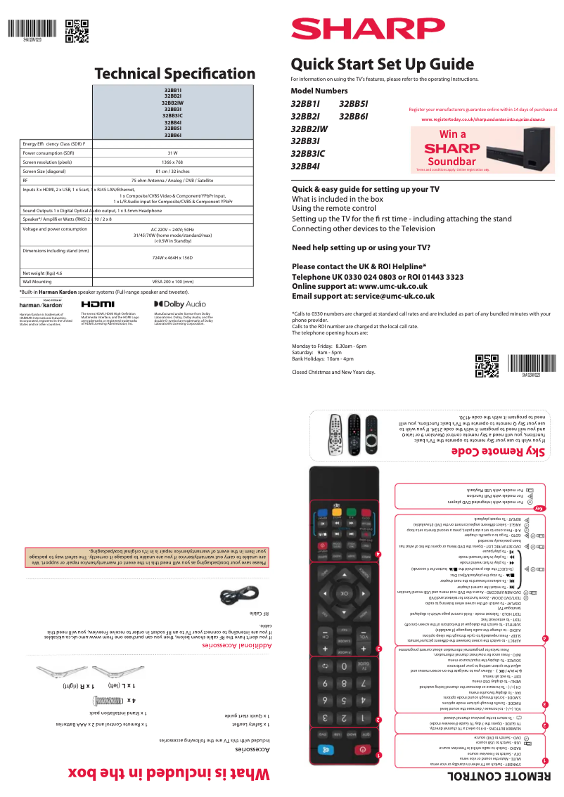 Página 1 del manual Guía de inicio rápido Sharp 32BB4I