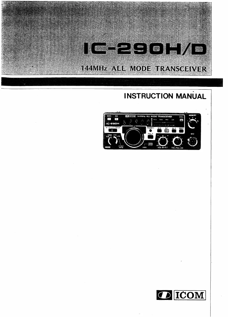 Imagen de la primera página del manual del dispositivo IC-290H