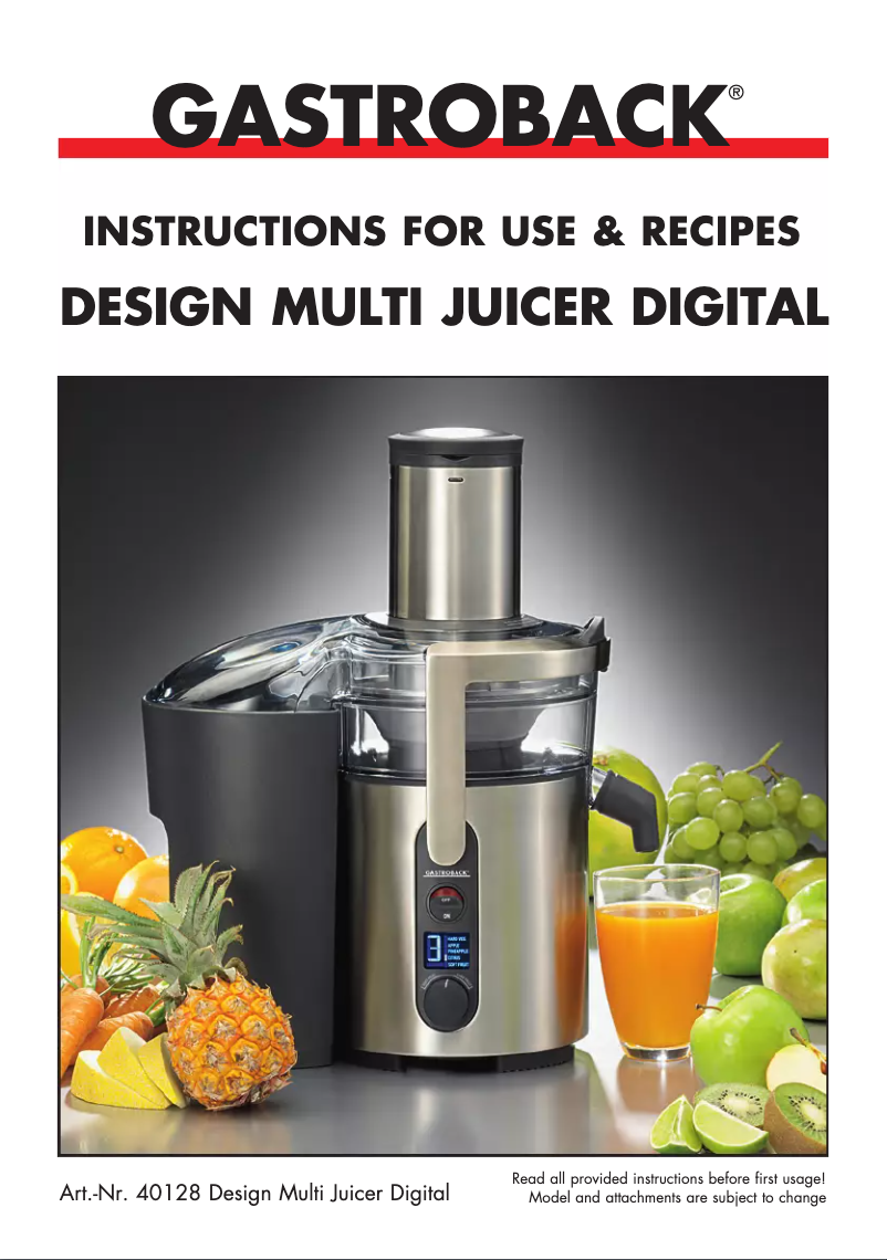 Imagen de la primera página del manual del dispositivo Design Multi Juicer Digital