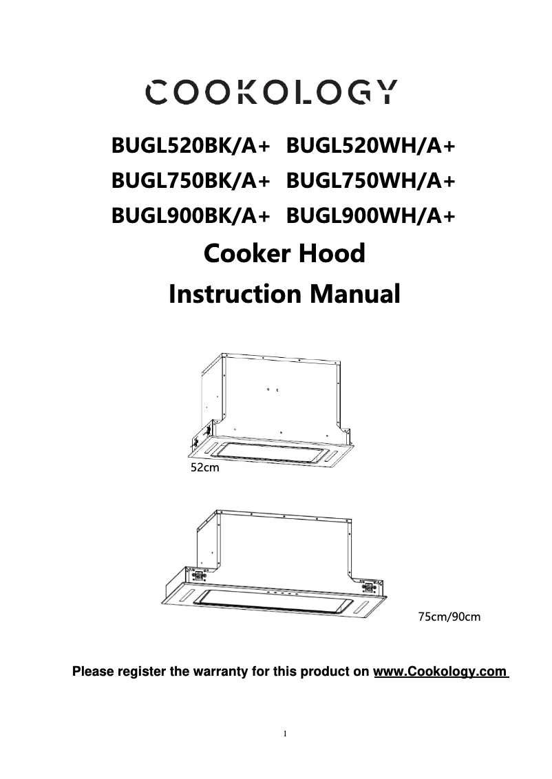 Página 1 del manual Manual de usuario Cookology BUGL750WH