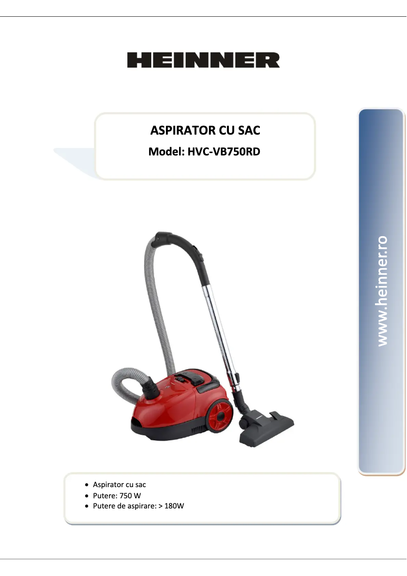 Página 1 del manual Manual de usuario Heinner HVC-VB750RD