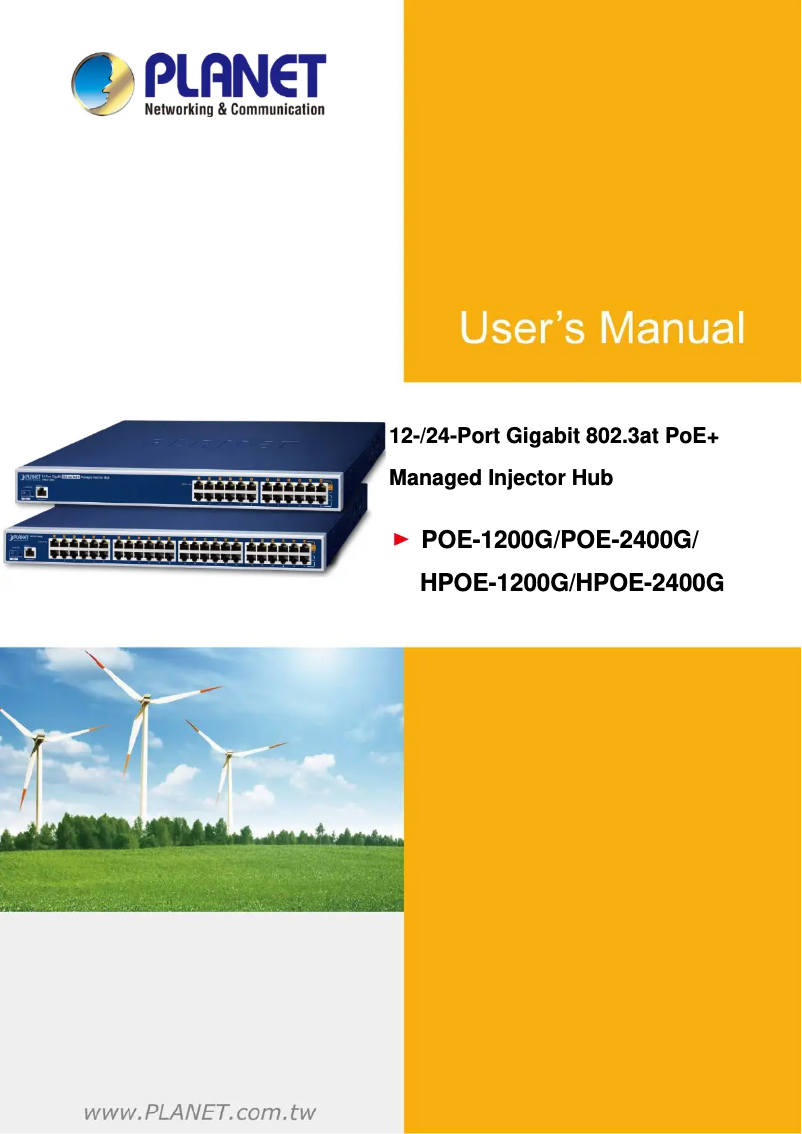 Imagen de la primera página del manual del dispositivo POE-1200G